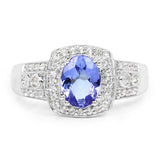 1.42 Carat Genuine Tanzanite & White Topaz .925 Sterling Silver Ring