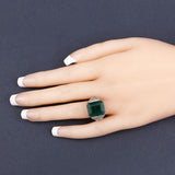 8.70 Carat Dyed Emerald and White Topaz .925 Sterling Silver Ring