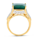 8.70 Carat Dyed Emerald and White Topaz .925 Sterling Silver Ring