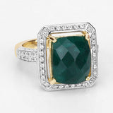 5.18 Carat Dyed Emerald and White Topaz .925 Sterling Silver Ring