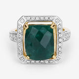 5.18 Carat Dyed Emerald and White Topaz .925 Sterling Silver Ring