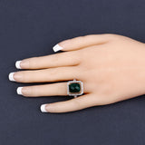5.18 Carat Dyed Emerald and White Topaz .925 Sterling Silver Ring