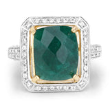 5.18 Carat Dyed Emerald and White Topaz .925 Sterling Silver Ring
