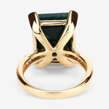7.64 Carat Dyed Emerald and White Diamond .925 Sterling Silver Ring