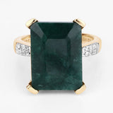 7.64 Carat Dyed Emerald and White Diamond .925 Sterling Silver Ring