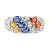 2.05 Carat Genuine Multi Sapphire .925 Sterling Silver Ring