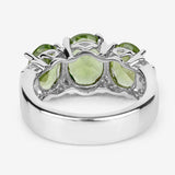 4.14 Carat Genuine Peridot and White Topaz .925 Sterling Silver Ring