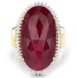 19.11 Carat Dyed Ruby and White Topaz .925 Sterling Silver Ring
