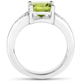 2.27 Carat Genuine Peridot and White Zircon .925 Sterling Silver Ring