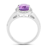 2.13 Carat Genuine  Amethyst and White Topaz .925 Sterling Silver Ring