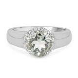 1.87 Carat Genuine Green Amethyst and White Topaz .925 Sterling Silver Ring