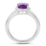 1.73 Carat Genuine  Amethyst and White Topaz .925 Sterling Silver Ring