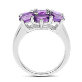3.01 Carat Genuine  Amethyst .925 Sterling Silver Ring