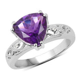 2.71 Carat Genuine Amethyst and White Topaz .925 Sterling Silver Ring