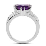 2.71 Carat Genuine Amethyst and White Topaz .925 Sterling Silver Ring