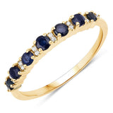 0.43 Carat Genuine Blue Sapphire and White Diamond 14K Yellow Gold Ring