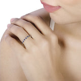 0.43 Carat Genuine Blue Sapphire and White Diamond 14K Yellow Gold Ring