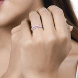 0.47 Carat Genuine Ruby and White Diamond 14K White Gold Ring