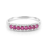 0.47 Carat Genuine Ruby and White Diamond 14K White Gold Ring