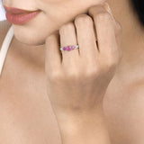 1.02 Carat Genuine Ruby and White Diamond 14K White Gold Ring