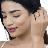 1.02 Carat Genuine Ruby and White Diamond 14K White Gold Ring