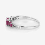 1.02 Carat Genuine Ruby and White Diamond 14K White Gold Ring
