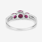 1.02 Carat Genuine Ruby and White Diamond 14K White Gold Ring