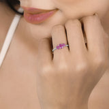 1.02 Carat Genuine Ruby and White Diamond 14K White Gold Ring