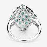 2.68 Carat Genuine Zambian Emerald and White Zircon .925 Sterling Silver Ring
