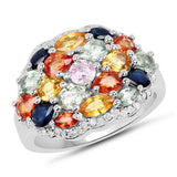 2.85 Carat Genuine Multi Sapphire .925 Sterling Silver Ring