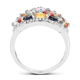 2.85 Carat Genuine Multi Sapphire .925 Sterling Silver Ring