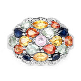 2.85 Carat Genuine Multi Sapphire .925 Sterling Silver Ring