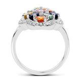 2.63 Carat Genuine Multi Sapphire .925 Sterling Silver Ring