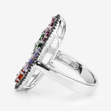 5.01 Carat Genuine Multi Stones .925 Sterling Silver Ring