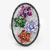 5.01 Carat Genuine Multi Stones .925 Sterling Silver Ring