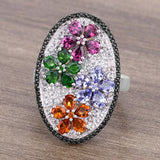 5.01 Carat Genuine Multi Stones .925 Sterling Silver Ring