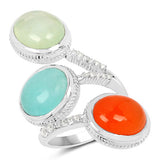 9.50 Carat Genuine Multi Stone .925 Sterling Silver Ring