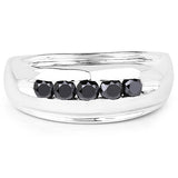 0.50 Carat Genuine Black Diamond .925 Sterling Silver Ring