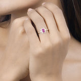 0.75 Carat Genuine Ruby and White Diamond 14K Yellow Gold Ring