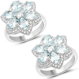 2.88 Carat Genuine Aquamarine .925 Sterling Silver Ring