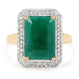 5.71 Carat Dyed Emerald and White Diamond 14K Yellow Gold Ring