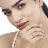 0.22 Carat Genuine Ruby and White Diamond 14K White Gold Ring