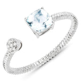 0.52 Carat Genuine Aquamarine and White Diamond 14K White Gold Ring