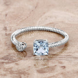 0.52 Carat Genuine Aquamarine and White Diamond 14K White Gold Ring