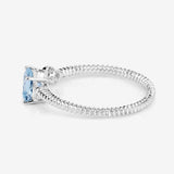 0.52 Carat Genuine Aquamarine and White Diamond 14K White Gold Ring