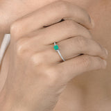 0.67 Carat Genuine Zambian Emerald and White Diamond 14K White Gold Ring