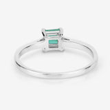 0.67 Carat Genuine Zambian Emerald and White Diamond 14K White Gold Ring