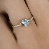 0.65 Carat Genuine Aquamarine and White Diamond 14K Yellow Gold Ring