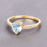 0.65 Carat Genuine Aquamarine and White Diamond 14K Yellow Gold Ring