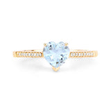 0.65 Carat Genuine Aquamarine and White Diamond 14K Yellow Gold Ring